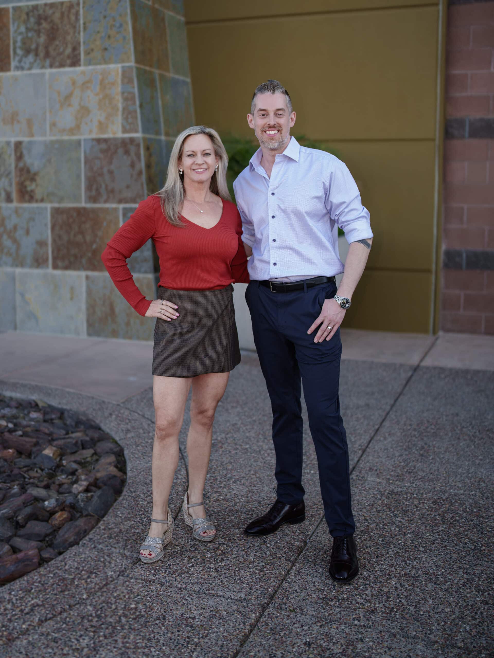brandon and nicole standing outside